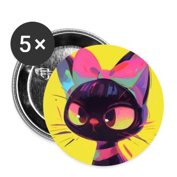 Cat, Cat Motif - Buttons large 2.2''/56 mm (5-pack) - white - Front