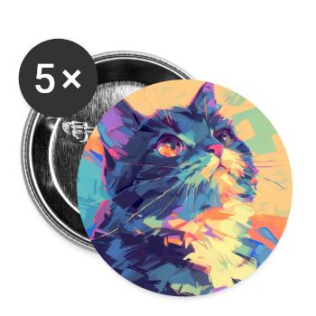 Cat, Cat Motif - Buttons large 2.2''/56 mm (5-pack) - white - Front