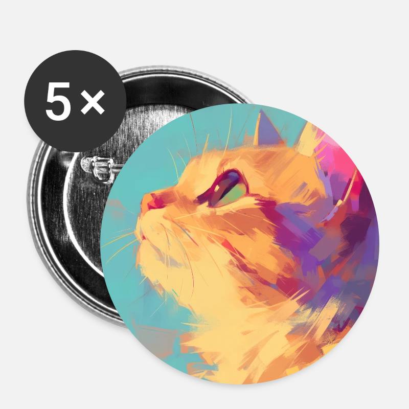 Kat, kattemotiv - Buttons/Badges stor, 56 mm (5-pack) - hvid