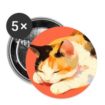 Cat, Cat Motif - Buttons large 2.2''/56 mm (5-pack) - white - Front