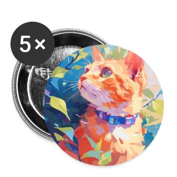 Katze, katzenmotiv - Buttons groß 56 mm (5er Pack) - Weiß - Vorne