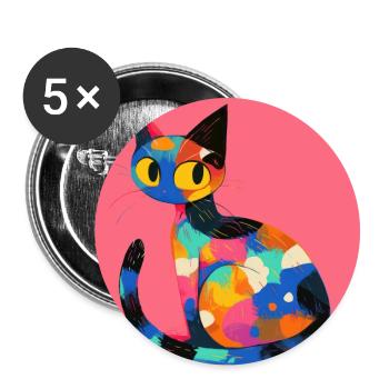 Katze, katzenmotiv - Buttons groß 56 mm (5er Pack) - Weiß - Vorne