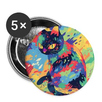 Cat, Cat Motif - Buttons large 2.2''/56 mm (5-pack) - white - Front