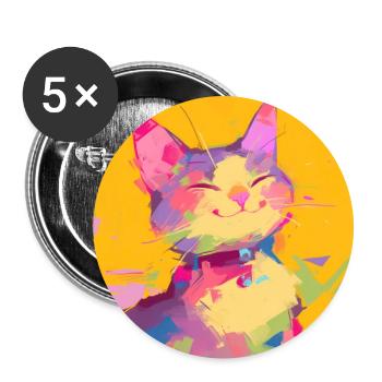 Cat, Cat Motif - Buttons large 2.2''/56 mm (5-pack) - white - Front