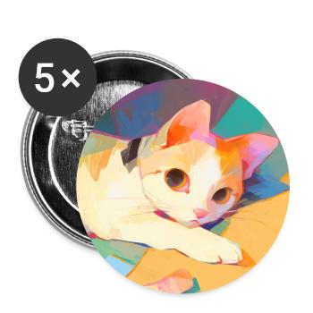 Cat, Cat Motif - Buttons large 2.2''/56 mm (5-pack) - white - Front