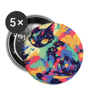 Cat, Cat Motif - Buttons large 2.2''/56 mm (5-pack) - white - Front