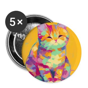 Cat, Cat Motif - Buttons large 2.2''/56 mm (5-pack) - white - Front