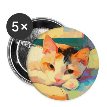 Katze, katzenmotiv - Buttons groß 56 mm (5er Pack) - Weiß - Vorne
