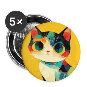 Katze, katzenmotiv - Buttons groß 56 mm (5er Pack) - Weiß - Vorne