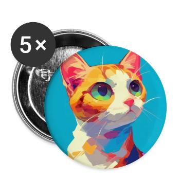 Cat, Cat Motif - Buttons large 2.2''/56 mm (5-pack) - white - Front