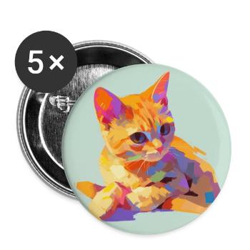 Katze, katzenmotiv - Buttons groß 56 mm (5er Pack) - Weiß - Vorne