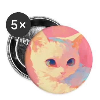 Chat, Motif De Chat - Lot de 5 grands badges (56 mm) - blanc - Devant