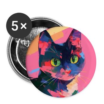 Cat, Cat Motif - Buttons large 2.2''/56 mm (5-pack) - white - Front