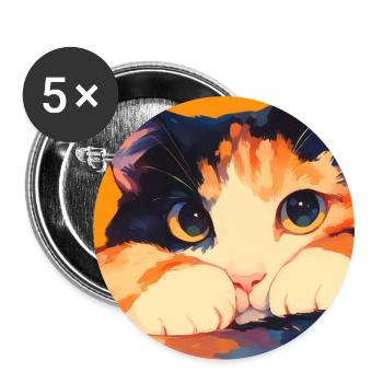 Katze, katzenmotiv - Buttons groß 56 mm (5er Pack) - Weiß - Vorne