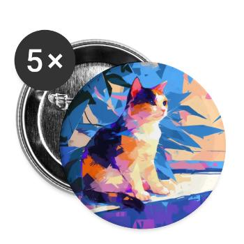 Katze, katzenmotiv - Buttons groß 56 mm (5er Pack) - Weiß - Vorne