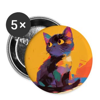 Katze, katzenmotiv - Buttons groß 56 mm (5er Pack) - Weiß - Vorne