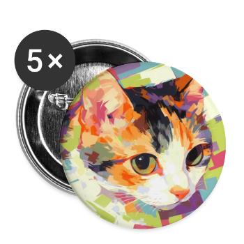 Cat, Cat Motif - Buttons large 2.2''/56 mm (5-pack) - white - Front