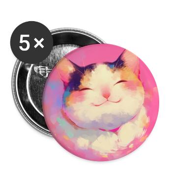 Cat, Cat Motif - Buttons large 2.2''/56 mm (5-pack) - white - Front