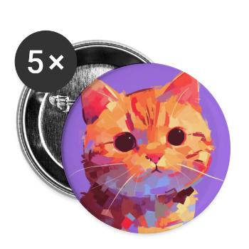 Cat, Cat Motif - Buttons large 2.2''/56 mm (5-pack) - white - Front