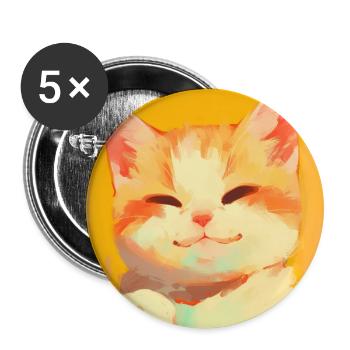 Katze, katzenmotiv - Buttons groß 56 mm (5er Pack) - Weiß - Vorne