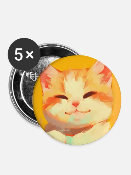 Katze, katzenmotiv - Buttons groß 56 mm (5er Pack) - Weiß