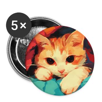 Katze, katzenmotiv - Buttons groß 56 mm (5er Pack) - Weiß - Vorne
