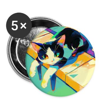 Katze, katzenmotiv - Buttons groß 56 mm (5er Pack) - Weiß - Vorne