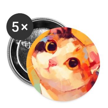 Cat, Cat Motif - Buttons large 2.2''/56 mm (5-pack) - white - Front