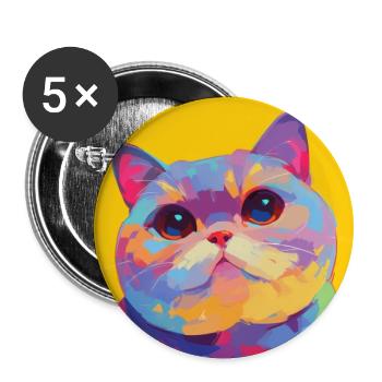 Cat, Cat Motif - Buttons large 2.2''/56 mm (5-pack) - white - Front