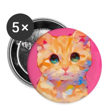 Cat, Cat Motif - Buttons large 2.2''/56 mm (5-pack) - white - Front