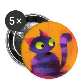 Cat, Cat Motif - Buttons large 2.2''/56 mm (5-pack) - white - Front