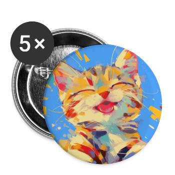 Cat, Cat Motif - Buttons large 2.2''/56 mm (5-pack) - white - Front
