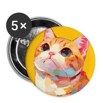 Cat, Cat Motif - Buttons large 2.2''/56 mm (5-pack) - white - Front