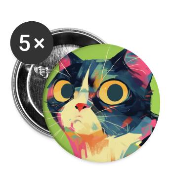 Cat, Cat Motif - Buttons large 2.2''/56 mm (5-pack) - white - Front