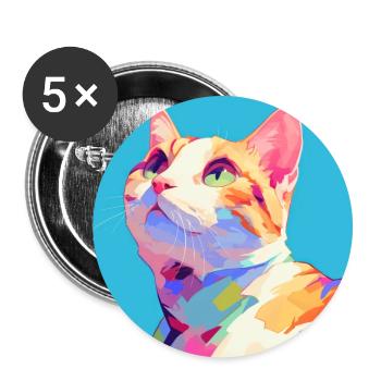 Cat, Cat Motif - Buttons large 2.2''/56 mm (5-pack) - white - Front