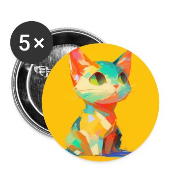 Cat, Cat Motif - Buttons large 2.2''/56 mm (5-pack) - white - Front