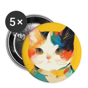 Katze, katzenmotiv - Buttons groß 56 mm (5er Pack) - Weiß - Vorne