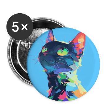 Cat, Cat Motif - Buttons large 2.2''/56 mm (5-pack) - white - Front
