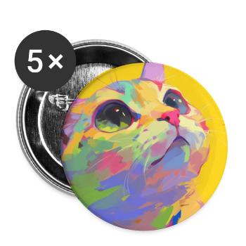 Katze, katzenmotiv - Buttons groß 56 mm (5er Pack) - Weiß - Vorne