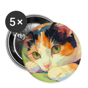 Cat, Cat Motif - Buttons large 2.2''/56 mm (5-pack) - white - Front
