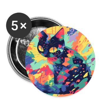 Cat, Cat Motif - Buttons large 2.2''/56 mm (5-pack) - white - Front