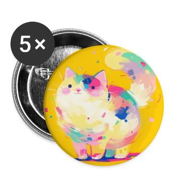 Cat, Cat Motif - Buttons large 2.2''/56 mm (5-pack) - white - Front