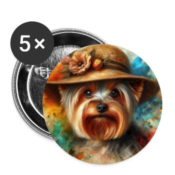 Yorkshire Terrier Art - Buttons large 2.2''/56 mm (5-pack) - white - Front
