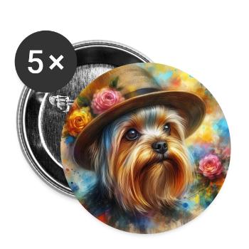 Yorkshire Terrier Splash Art - Buttons large 2.2''/56 mm (5-pack) - white - Front