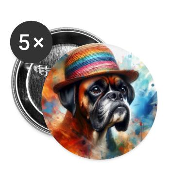Boxer Hund Splash Kunst - Buttons groß 56 mm (5er Pack) - Weiß - Vorne
