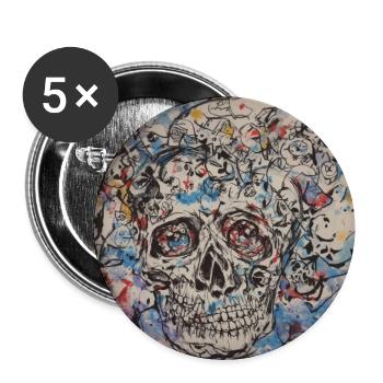 abstrakt skull Design by Benjamin Iddouche - Buttons groß 56 mm (5er Pack) - Weiß - Vorne