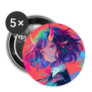 anime demon, waifu, japan - Buttons groß 56 mm (5er Pack) - Weiß - Vorne