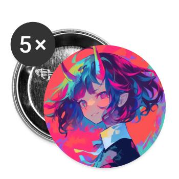 Anime, Fille Démon, Waifu, Japon - Lot de 5 grands badges (56 mm) - blanc - Devant