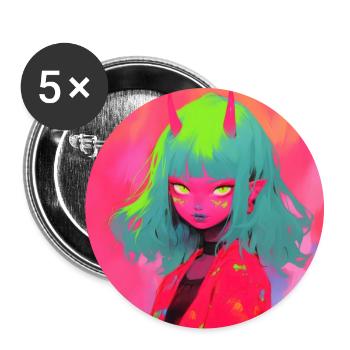 anime, demon girl, waifu, japan - Buttons groß 56 mm (5er Pack) - Weiß - Vorne
