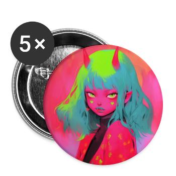 anime demon, waifu, japan - Buttons groß 56 mm (5er Pack) - Weiß - Vorne